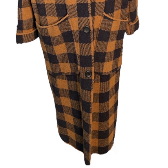 Zara Knit Buffalo Check Trench Sweater Jacket Brown Black Size Small - Picture 6 of 14